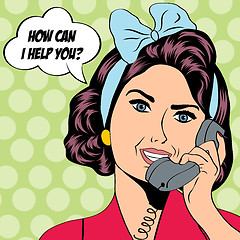 Image showing woman chatting on the phone, pop art illustration