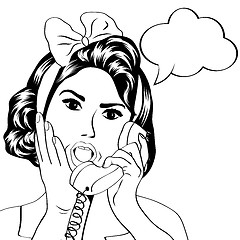 Image showing woman chatting on the phone, pop art illustration