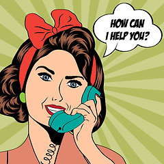 Image showing woman chatting on the phone, pop art illustration