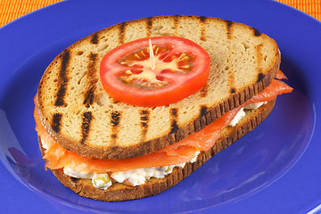 Image showing Sandwich with smoked salmon