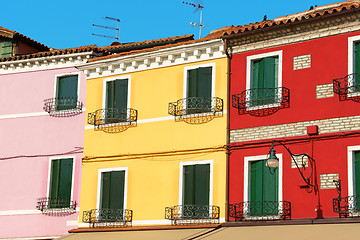 Image showing Colorful houses in a row on Burano Island, Venice, Italy