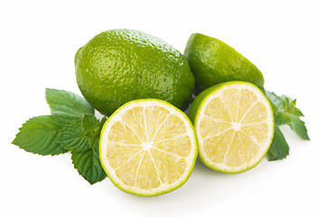 Image showing Limes, mint leaves