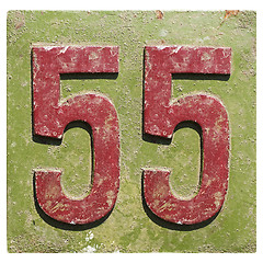 Image showing plate with a number 55