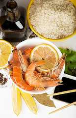 Image showing delicious fresh cooked shrimp prepared to eat