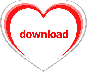 Image showing internet concept, download word on love heart