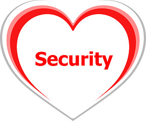 Image showing security concept, security word on love heart