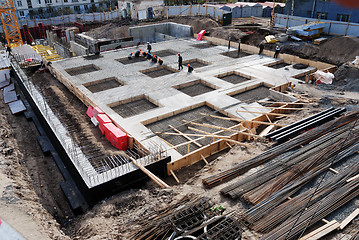 Image showing construction of concrete foundation of building