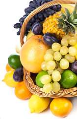 Image showing Fresh fruit in a wicker basket