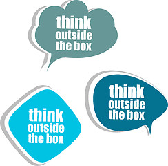 Image showing think outside the box. Set of stickers, labels, tags. Business banners, infographics