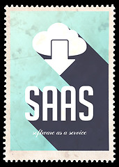 Image showing SAAS Concept on Blue Color in Flat Design.