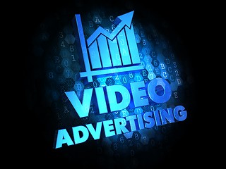 Image showing Video Advertising on Dark Digital Background.