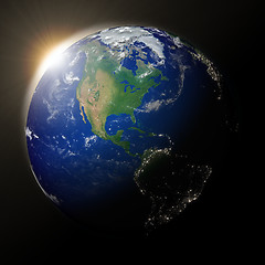 Image showing Sun over North America on planet Earth