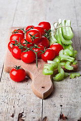 Image showing fresh organic celery and tomatoes