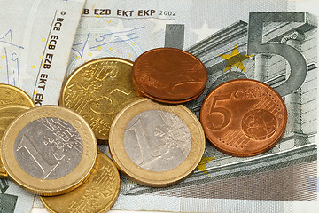 Image showing Macro photography of euro money and coins