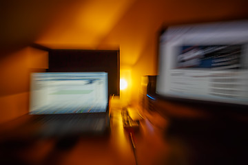 Image showing abstract blurry computer workstation