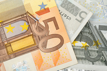 Image showing detail of euro money banknotes