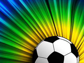 Image showing Brazil Flag with Soccer Ball Background