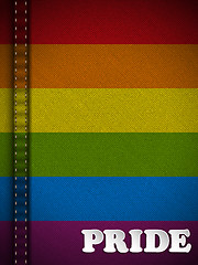 Image showing Gay Flag Button on Jeans Fabric Texture