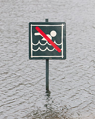 Image showing Caution No Swimming allowed