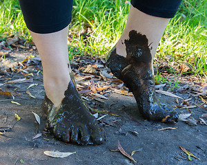 Image showing Feet in mud close-up