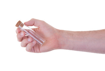 Image showing Empty chemical test tube in a hand