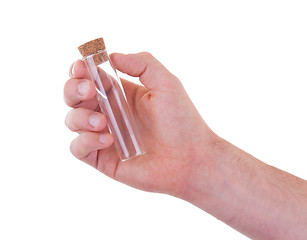 Image showing Empty chemical test tube in a hand