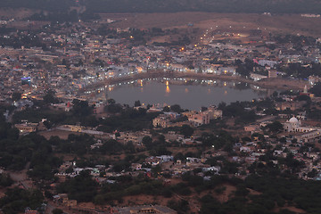 Image showing holy lake in Pushkar at night