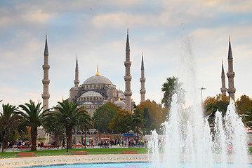 Image showing sultanahmet mosque and fountain in istanbul