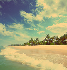 Image showing beautiful beach landscape - vintage retro style