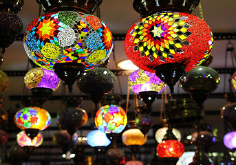 Image showing turkish traditional multicolored lamps