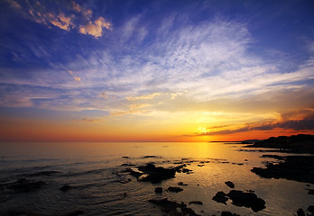 Image showing beautiful sunset over sea