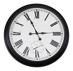 Image showing black wall vintage clock isolated