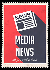 Image showing Media News on Red in Flat Design.