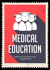 Image showing Medical Education on Red in Flat Design.