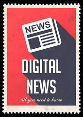 Image showing Digital News on Red in Flat Design.