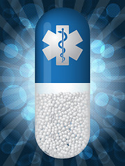 Image showing Abstract medical background with blue capsule