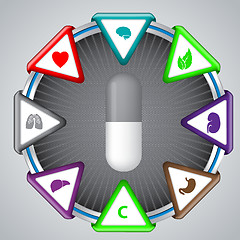 Image showing Medical background concept with various icons