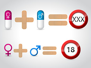 Image showing Male female symbols and pills for sex