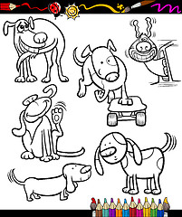 Image showing cartoon dogs set for coloring book