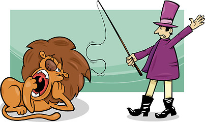Image showing tamer and bored lion cartoon