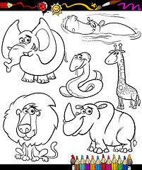 Image showing cartoon animals set for coloring book