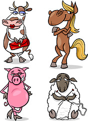 Image showing farm animals cartoon humor set