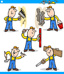 Image showing manual workers or workmen characters set