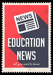 Image showing Education News on Red in Flat Design.