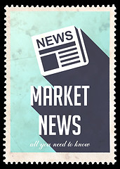 Image showing Market News on Light Blue in Flat Design.