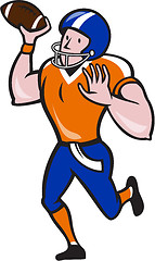 Image showing American Football Quarterback Throw Ball Isolated Cartoon