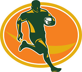 Image showing Rugby Player Running Ball Silhouette