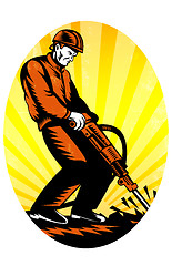 Image showing Construction Worker Jackhammer Oval