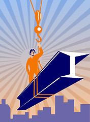 Image showing Steel Worker I-Beam Girder Ride Retro Poster