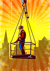 Image showing Construction Worker Platform Retro Poster